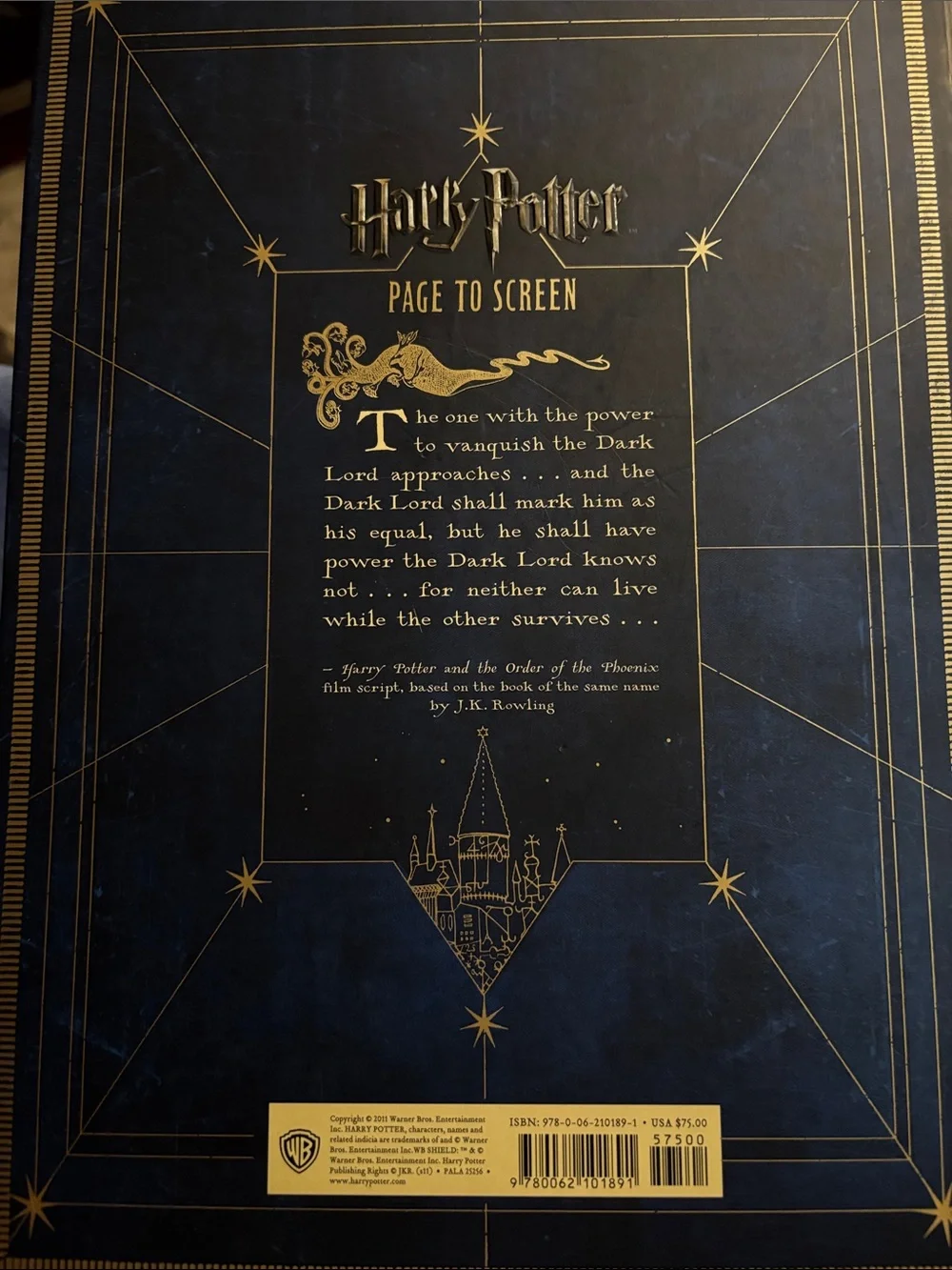 Harry Potter Page to Screen Hardcover Journal - Navy Blue & Gold “Page to Screen